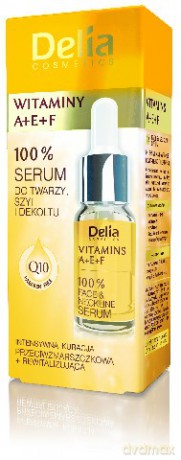 Delia Cosmetics 100% Serum do twarzy,szyi i dekoltu Witaminy A,E i F 10 ml
