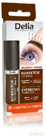 Delia Cosmetics 4w1 Korektor do brwi brązowy