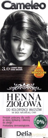 Delia Cosmetics Cameleo Henna Ziołowa nr 3.0 ciemny brąz 75 g