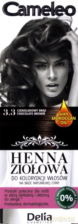 Delia Cosmetics Cameleo Henna Ziołowa nr 3.3 czekoladowy brąz 75 g