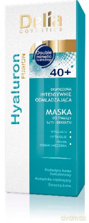 Delia Cosmetics Hyaluron Fusion 40 + Maska intensywnie odmładzająca 30 ml