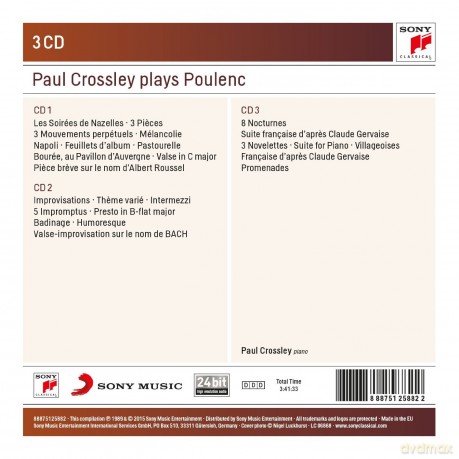 Paul Crossley: Paul Crossley Plays Poulenc - Complete Works for Piano [3CD]