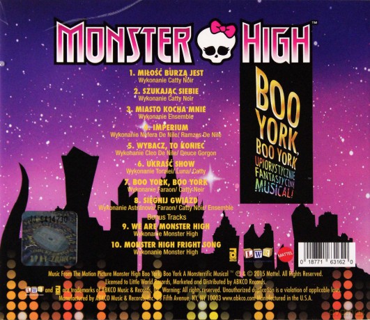 Monster High - Boo York Boo York soundtrack (Steven Argila) [CD]