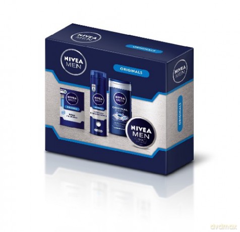 Nivea Zestaw Świąteczny Men Originals (pianka do golenia 200 ml + woda po goleniu 100 ml + żel pod prysznic 250 ml + krem 150 ml)