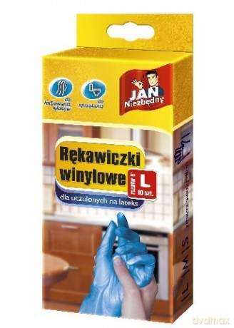 Jan Niezbędny Rękawiczki winylowe L niebieskie 10 szt.
