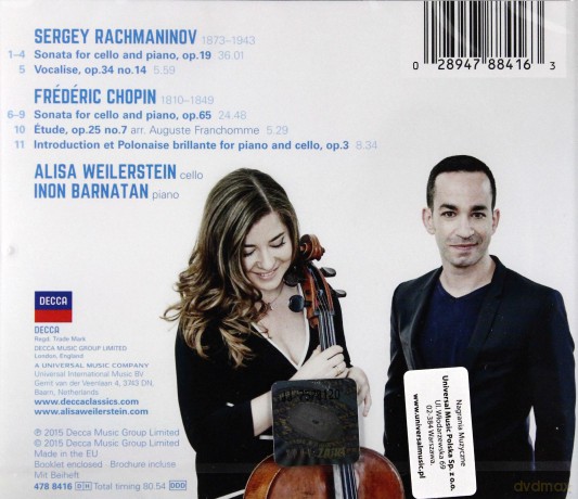 Alisa Weilerstein: Rachmaninov, Chopin Cello Sonatas [CD]