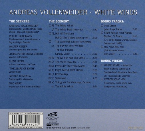 Andreas Vollenweider: White Winds (digipack) [CD]