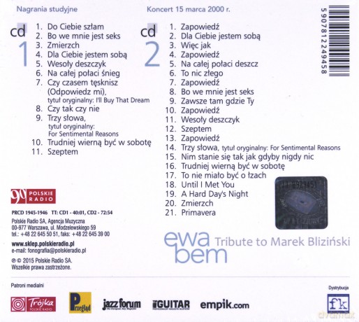 Ewa Bem: Tribute To Marek Bliziński [2CD]