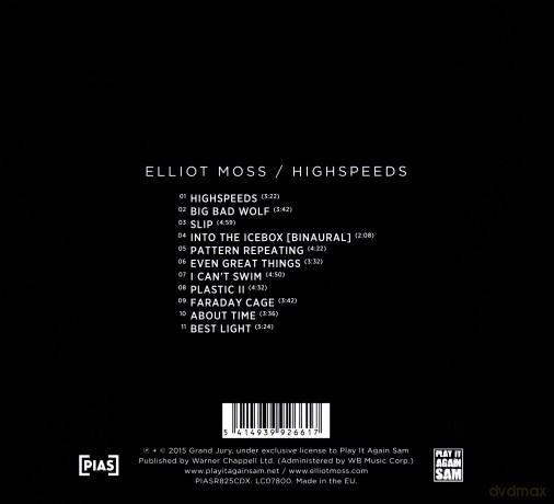 Elliot Moss: Highspeeds (digipack) [CD]