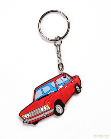 Brelok gumowy auta PRL Duży fiat czerwony