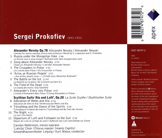Watkinson/Latvija Choir/Gol: Prokofiev: Alexander Nevsky/Scythian [CD]