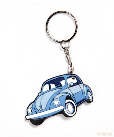 Brelok gumowy auta PRL VW Garbus niebieski