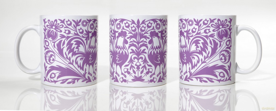 Kubek ceramiczny. Kogut lavender