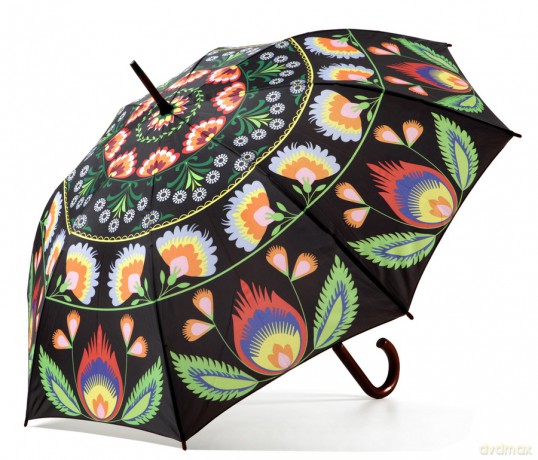 Parasol folk czarny duży