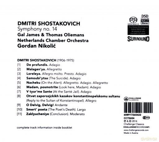 Gordan Nikolić & Netherlands Chamber Orchestra: Dimitri Shostakovich: Symphony no. 14 [SACD]