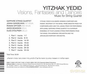 The Sapphire String Quartet: Yitzhak Yedid: Visions, Fantasies And Dances - Music for String Quartet [CD]