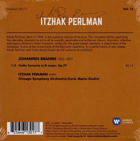 Itzhak Perlman & Cso & Carlo Maria Giulini: Brahms: Violin Concerto In D Major, Op. 77 [CD]