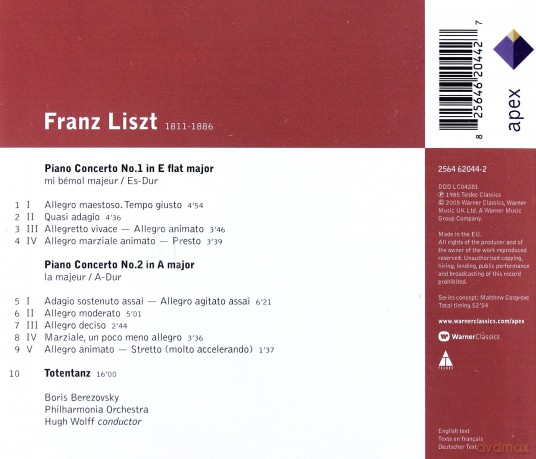 Wolf/Berezovsky/Po: Lisz: Piano Concertos No.1&2&To [CD]