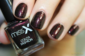MISS X Lakier do paznokci 248 czarny-fiolet z brokatem 8 ml