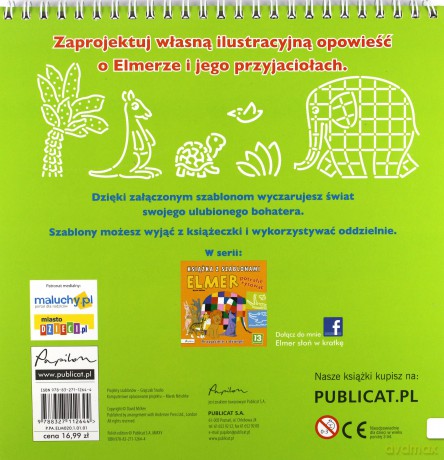 Elmer. Książka z szablonami. Potrafię rysować. Słoń w kratkę [KSIĄŻKA]