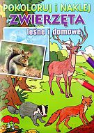 Zwierzęta leśne i domowe. Pokoloruj i naklej - Marta Kłos [KSIĄŻKA]
