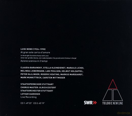 Zagrosek/Staatsoper Stuttgart: Nono: Al Gran Sole Carico D\'amo [2CD]