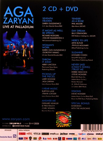 Aga Zaryan: Live At Palladium (digipack) [2CD]+[DVD]