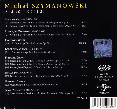 Michał Szymanowski: Piano Recital (digipack) [CD]