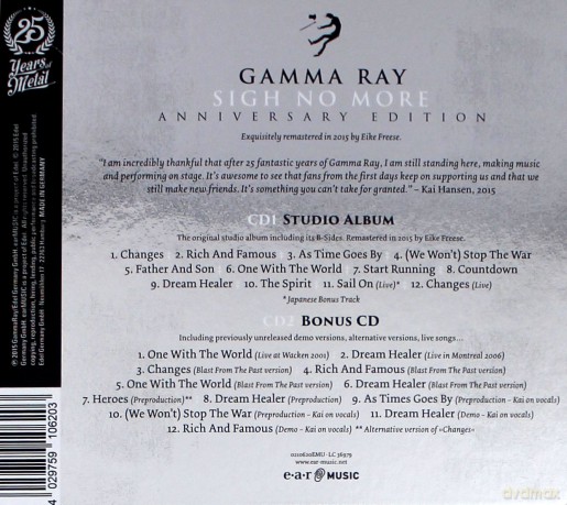 Gamma Ray: Sigh No More (Anniversary Edition) (digipack) [2CD]