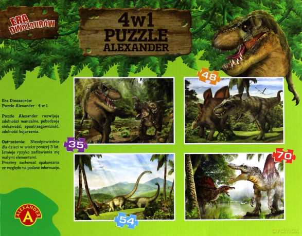 ALEXANDER Era dinozaurów. Puzzle 4 w 1 [PUZZLE]