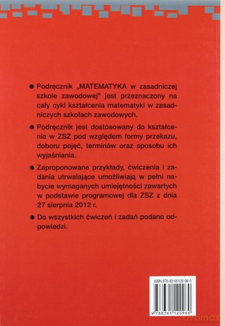 Matematyka Zasadnicza Szkoła Zawodowa kl 1-3 podręcznik [KSIĄŻKA]
