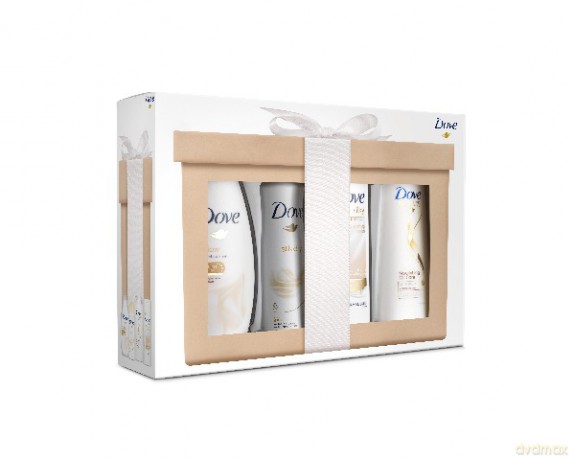 Dove Zestaw prezentowy Silk (żel pod prysznic 250 ml + mleczko do ciała 250 ml + deo spray 150 ml + szampon 250 ml)