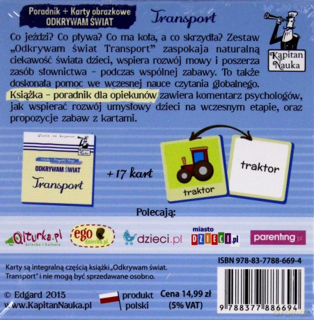 Odkrywam świat. Transport książka + karty obrazkowe Kapitan Nauka [KSIĄŻKA]