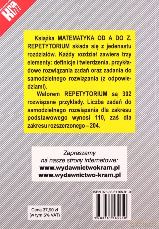 Repetytorium Od A do Z - Matematyka - Janusz Karkut [KSIĄŻKA]