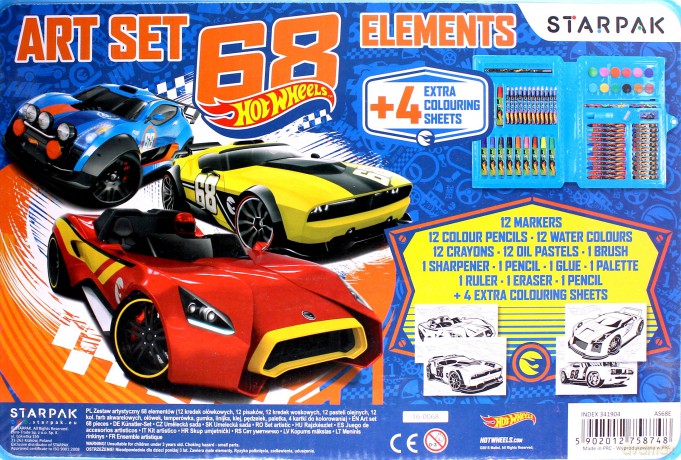 Zestaw artystyczny 68 elementów Hot Wheels