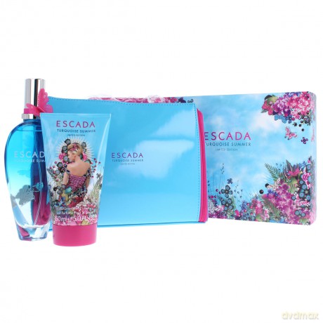 Escada Turquoise Summer Zestaw Woda toaletowa 100 ml spray + balsam do ciała 150 ml + kosmetyczka [PERFUMY]