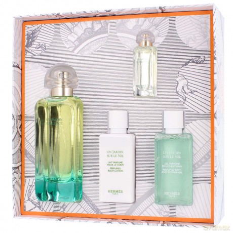Hermes Un Jardin Sur Le Nil Zestaw woda toaletowa 100 ml spray + żel pod prysznic 40 ml + balsam 40 ml + woda toaletowa 7,5 ml bez sprayu [PERFUMY]
