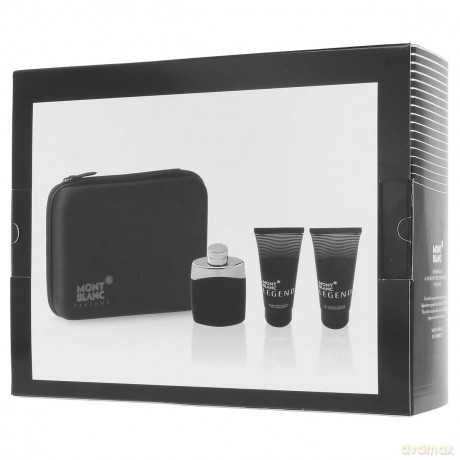 Mont Blanc Legend Zestaw - woda toaletowa 100 ml spray + balsam po goleniu 100 ml + żel pod prysznic 100 ml + kosmetyczka [PERFUMY]