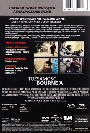 Tożsamość Bourne'a edycja specjalna (2002) [DVD]