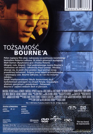Tożsamość Bourne'a edycja specjalna (2002) [DVD]