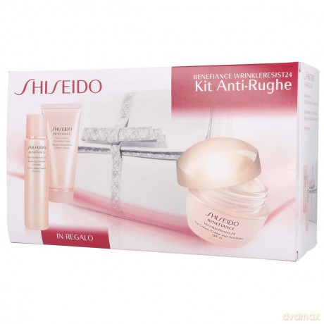 Shiseido Benefiance WrinkleResist24 Kit Anti-Rughe Zestaw Krem 50 ml + pianka oczyszczająca 50 ml + płyn zmiękczający 75 ml + kosmetyczka [KOSMETYKI]