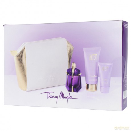 Thierry Mugler Alien Zestaw - woda perfumowana 30 ml spray + balsam do ciała 100 ml + żel pod prysznic 30 ml + kosmetyczka [PERFUMY]