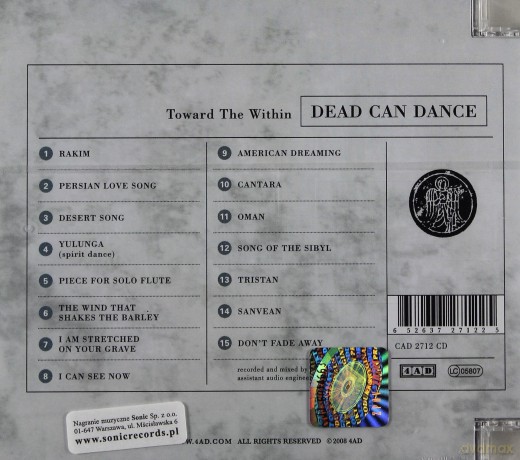 Dead Can Dance: Toward The Within (Remastered) 2008 [CD]