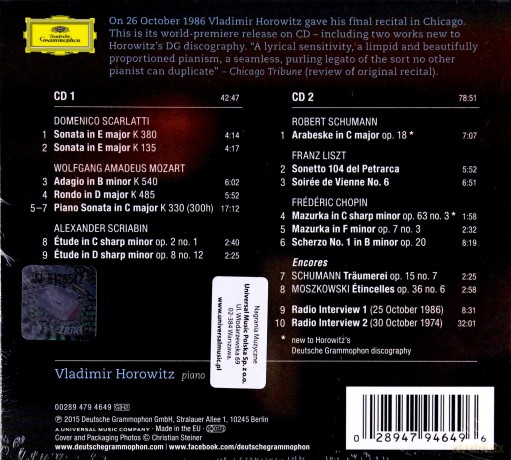 Vladimir Horowitz: Return To Chicago [2CD]