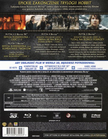 Hobbit: Bitwa Pięciu Armii 3D (wydanie rozszerzone) [2xBlu-Ray 3D]+[3xBlu-Ray]