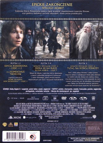 Hobbit: Bitwa Pięciu Armii Wydanie Rozszerzone [5DVD]