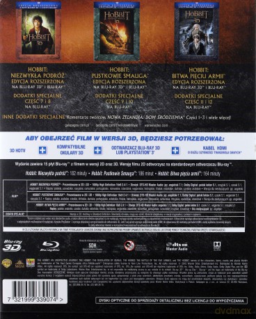 Hobbit: Trylogia Wydanie Rozszerzone 3D [6xBlu-Ray 3D]+[9xBlu-Ray]