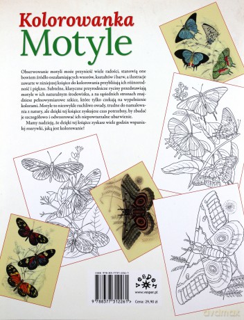 MOTYLE. Ponad 40 pięknych ilustracji wraz z planszami do kolorowania [KSIĄŻKA]