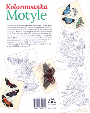 MOTYLE. Ponad 40 pięknych ilustracji wraz z planszami do kolorowania [KSIĄŻKA]