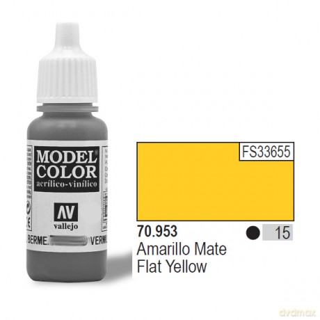 VALLEJO Farba Nr 15 Flat Yellow Matt 17 ml [MODELARSTWO]